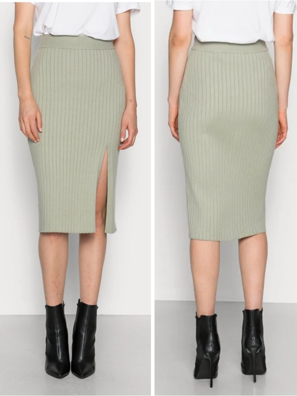 Abercrombie & Fitch Soft Collection Ribbed Knit Pencil Skirt with Side Slit M